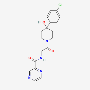 molecular formula C18H19ClN4O3 B11127051 N-{2-[4-(4-chlorophenyl)-4-hydroxypiperidino]-2-oxoethyl}-2-pyrazinecarboxamide 