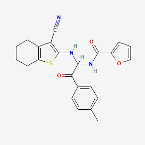 molecular formula C23H21N3O3S B11127060 N-{1-[(3-cyano-4,5,6,7-tetrahydro-1-benzothiophen-2-yl)amino]-2-(4-methylphenyl)-2-oxoethyl}furan-2-carboxamide 