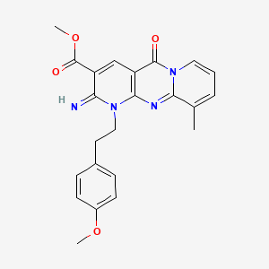 molecular formula C23H22N4O4 B11127085 methyl 6-imino-7-[2-(4-methoxyphenyl)ethyl]-11-methyl-2-oxo-1,7,9-triazatricyclo[8.4.0.03,8]tetradeca-3(8),4,9,11,13-pentaene-5-carboxylate 