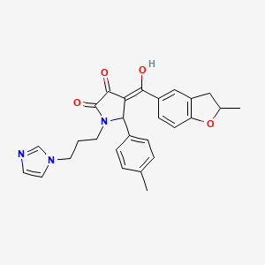 molecular formula C27H27N3O4 B11127090 3-hydroxy-1-[3-(1H-imidazol-1-yl)propyl]-4-[(2-methyl-2,3-dihydro-1-benzofuran-5-yl)carbonyl]-5-(4-methylphenyl)-1,5-dihydro-2H-pyrrol-2-one 