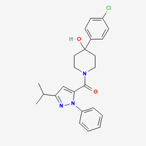 molecular formula C24H26ClN3O2 B11127093 [4-(4-chlorophenyl)-4-hydroxypiperidino](3-isopropyl-1-phenyl-1H-pyrazol-5-yl)methanone 