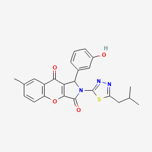 molecular formula C24H21N3O4S B11127098 1-(3-Hydroxyphenyl)-7-methyl-2-[5-(2-methylpropyl)-1,3,4-thiadiazol-2-yl]-1,2-dihydrochromeno[2,3-c]pyrrole-3,9-dione 