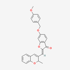 molecular formula C27H22O5 B11127114 (2Z)-6-[(4-methoxybenzyl)oxy]-2-[(2-methyl-2H-chromen-3-yl)methylidene]-1-benzofuran-3(2H)-one 