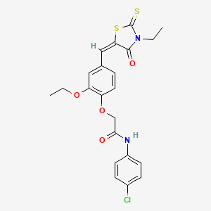 N-(4-chlorophenyl)-2-{2-ethoxy-4-[(E)-(3-ethyl-4-oxo-2-thioxo-1,3-thiazolidin-5-ylidene)methyl]phenoxy}acetamide