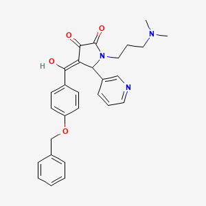 molecular formula C28H29N3O4 B11127146 4-{[4-(benzyloxy)phenyl]carbonyl}-1-[3-(dimethylamino)propyl]-3-hydroxy-5-(pyridin-3-yl)-1,5-dihydro-2H-pyrrol-2-one 