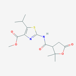 Methyl 2-{[(2,2-dimethyl-5-oxotetrahydro-3-furanyl)carbonyl]amino}-5-isopropyl-1,3-thiazole-4-carboxylate