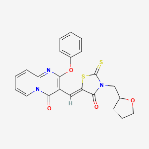 3-{(Z)-[4-oxo-3-(tetrahydrofuran-2-ylmethyl)-2-thioxo-1,3-thiazolidin-5-ylidene]methyl}-2-phenoxy-4H-pyrido[1,2-a]pyrimidin-4-one