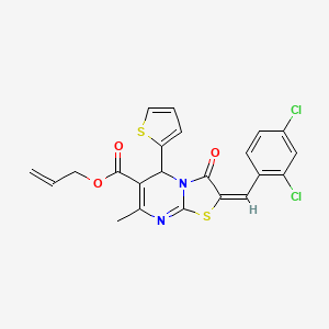 molecular formula C22H16Cl2N2O3S2 B11127194 allyl (2E)-2-(2,4-dichlorobenzylidene)-7-methyl-3-oxo-5-(2-thienyl)-2,3-dihydro-5H-[1,3]thiazolo[3,2-a]pyrimidine-6-carboxylate 