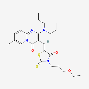 molecular formula C24H32N4O3S2 B11127199 2-(dipropylamino)-3-{(Z)-[3-(3-ethoxypropyl)-4-oxo-2-thioxo-1,3-thiazolidin-5-ylidene]methyl}-7-methyl-4H-pyrido[1,2-a]pyrimidin-4-one 