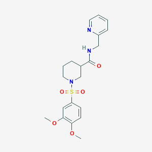 molecular formula C20H25N3O5S B11127242 1-(3,4-Dimethoxybenzenesulfonyl)-N-[(pyridin-2-YL)methyl]piperidine-3-carboxamide 