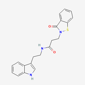 molecular formula C20H19N3O2S B11127251 N-[2-(1H-indol-3-yl)ethyl]-3-(3-oxo-1,2-benzothiazol-2(3H)-yl)propanamide 