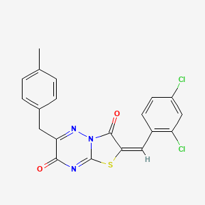 molecular formula C20H13Cl2N3O2S B11127286 (2E)-2-(2,4-dichlorobenzylidene)-6-(4-methylbenzyl)-7H-[1,3]thiazolo[3,2-b][1,2,4]triazine-3,7(2H)-dione 