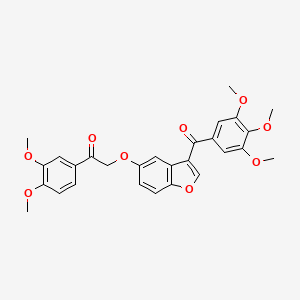 molecular formula C28H26O9 B11127314 1-(3,4-Dimethoxyphenyl)-2-({3-[(3,4,5-trimethoxyphenyl)carbonyl]-1-benzofuran-5-yl}oxy)ethanone 