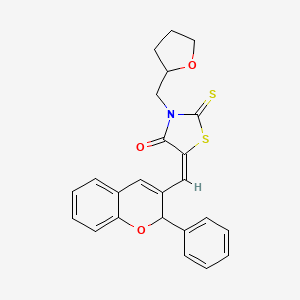 molecular formula C24H21NO3S2 B11127321 (5E)-5-[(2-phenyl-2H-chromen-3-yl)methylidene]-3-(tetrahydrofuran-2-ylmethyl)-2-thioxo-1,3-thiazolidin-4-one 