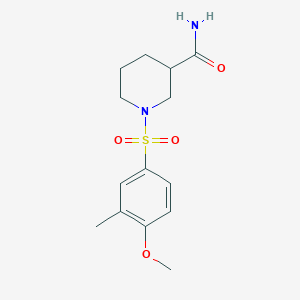 molecular formula C14H20N2O4S B11127382 1-[(4-Methoxy-3-methylphenyl)sulfonyl]piperidine-3-carboxamide 