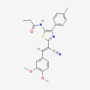 N-{2-[(1E)-1-cyano-2-(3,4-dimethoxyphenyl)eth-1-en-1-yl]-4-(4-methylphenyl)-1,3-thiazol-5-yl}propanamide