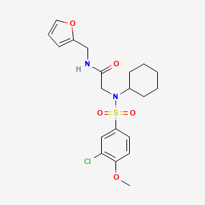 molecular formula C20H25ClN2O5S B11127407 N~2~-[(3-chloro-4-methoxyphenyl)sulfonyl]-N~2~-cyclohexyl-N-(furan-2-ylmethyl)glycinamide 