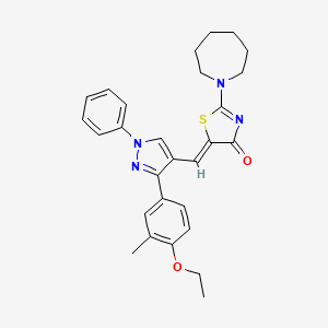 molecular formula C28H30N4O2S B11127410 (5Z)-2-(azepan-1-yl)-5-{[3-(4-ethoxy-3-methylphenyl)-1-phenyl-1H-pyrazol-4-yl]methylidene}-4,5-dihydro-1,3-thiazol-4-one 