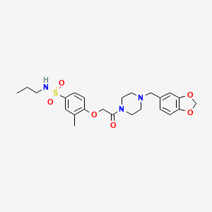 molecular formula C24H31N3O6S B11127447 4-{2-[4-(1,3-benzodioxol-5-ylmethyl)piperazin-1-yl]-2-oxoethoxy}-3-methyl-N-propylbenzenesulfonamide 