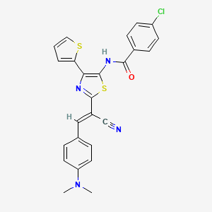 4-chloro-N-[2-{(E)-1-cyano-2-[4-(dimethylamino)phenyl]ethenyl}-4-(thiophen-2-yl)-1,3-thiazol-5-yl]benzamide