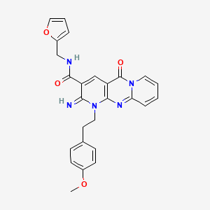 molecular formula C26H23N5O4 B11127504 N-[(furan-2-yl)methyl]-6-imino-7-[2-(4-methoxyphenyl)ethyl]-2-oxo-1,7,9-triazatricyclo[8.4.0.0^{3,8}]tetradeca-3(8),4,9,11,13-pentaene-5-carboxamide 