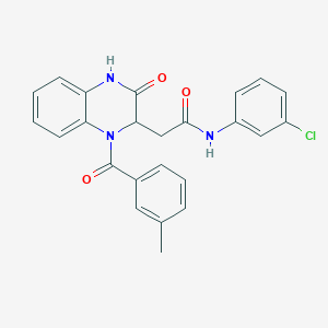 N-(3-chlorophenyl)-2-{1-[(3-methylphenyl)carbonyl]-3-oxo-1,2,3,4-tetrahydroquinoxalin-2-yl}acetamide