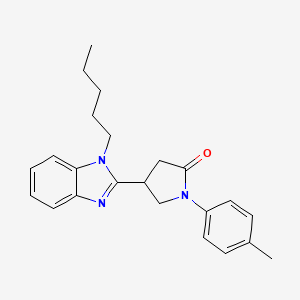 molecular formula C23H27N3O B11127567 1-(4-methylphenyl)-4-(1-pentyl-1H-benzimidazol-2-yl)pyrrolidin-2-one 