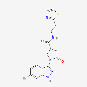 1-(6-bromo-1H-indazol-3-yl)-5-oxo-N-[2-(1,3-thiazol-2-yl)ethyl]-3-pyrrolidinecarboxamide