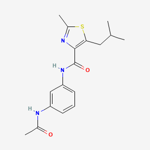 molecular formula C17H21N3O2S B11127707 N-[3-(acetylamino)phenyl]-5-isobutyl-2-methyl-1,3-thiazole-4-carboxamide 