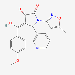 molecular formula C21H17N3O5 B11127774 3-hydroxy-4-[(4-methoxyphenyl)carbonyl]-1-(5-methyl-1,2-oxazol-3-yl)-5-(pyridin-3-yl)-1,5-dihydro-2H-pyrrol-2-one 