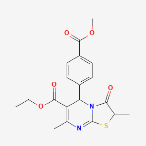 molecular formula C19H20N2O5S B11127778 ethyl 5-[4-(methoxycarbonyl)phenyl]-2,7-dimethyl-3-oxo-2,3-dihydro-5H-[1,3]thiazolo[3,2-a]pyrimidine-6-carboxylate 