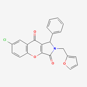 molecular formula C22H14ClNO4 B11127785 7-Chloro-2-(furan-2-ylmethyl)-1-phenyl-1,2-dihydrochromeno[2,3-c]pyrrole-3,9-dione 