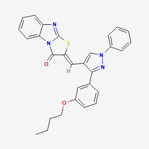 molecular formula C29H24N4O2S B11127801 (2Z)-2-{[3-(3-butoxyphenyl)-1-phenyl-1H-pyrazol-4-yl]methylidene}[1,3]thiazolo[3,2-a]benzimidazol-3(2H)-one 