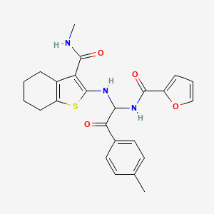 molecular formula C24H25N3O4S B11127833 N-(1-{[3-(methylcarbamoyl)-4,5,6,7-tetrahydro-1-benzothiophen-2-yl]amino}-2-(4-methylphenyl)-2-oxoethyl)furan-2-carboxamide 