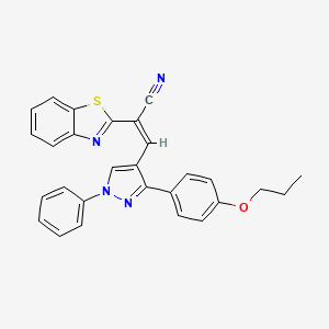 molecular formula C28H22N4OS B11127869 (2Z)-2-(1,3-benzothiazol-2-yl)-3-[1-phenyl-3-(4-propoxyphenyl)-1H-pyrazol-4-yl]prop-2-enenitrile 