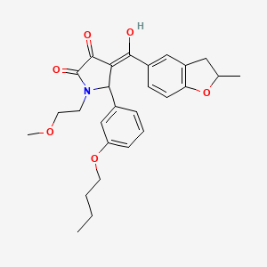 molecular formula C27H31NO6 B11127888 5-(3-butoxyphenyl)-3-hydroxy-1-(2-methoxyethyl)-4-[(2-methyl-2,3-dihydro-1-benzofuran-5-yl)carbonyl]-1,5-dihydro-2H-pyrrol-2-one 