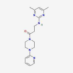 molecular formula C18H24N6O B11127933 3-[(4,6-Dimethyl-2-pyrimidinyl)amino]-1-[4-(2-pyridyl)piperazino]-1-propanone 