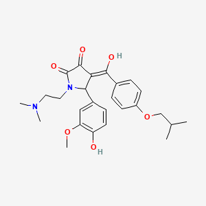 molecular formula C26H32N2O6 B11127938 1-[2-(dimethylamino)ethyl]-3-hydroxy-5-(4-hydroxy-3-methoxyphenyl)-4-{[4-(2-methylpropoxy)phenyl]carbonyl}-1,5-dihydro-2H-pyrrol-2-one 