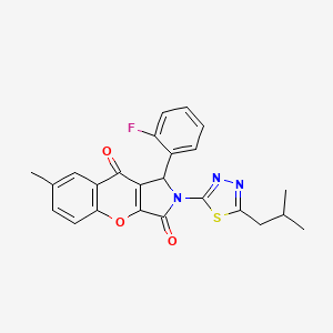 molecular formula C24H20FN3O3S B11127951 1-(2-Fluorophenyl)-7-methyl-2-[5-(2-methylpropyl)-1,3,4-thiadiazol-2-yl]-1,2-dihydrochromeno[2,3-c]pyrrole-3,9-dione 