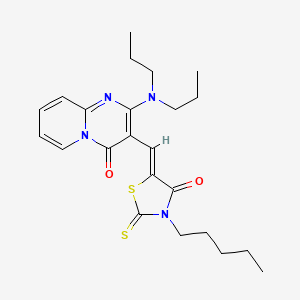 molecular formula C23H30N4O2S2 B11127974 2-(dipropylamino)-3-[(Z)-(4-oxo-3-pentyl-2-thioxo-1,3-thiazolidin-5-ylidene)methyl]-4H-pyrido[1,2-a]pyrimidin-4-one 