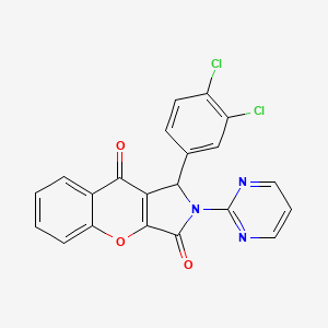 molecular formula C21H11Cl2N3O3 B11127995 1-(3,4-Dichlorophenyl)-2-(pyrimidin-2-yl)-1,2-dihydrochromeno[2,3-c]pyrrole-3,9-dione 