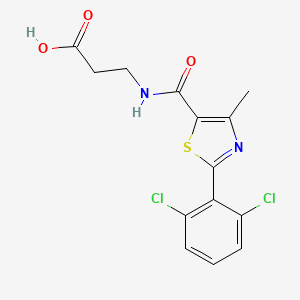 molecular formula C14H12Cl2N2O3S B11128026 N-{[2-(2,6-dichlorophenyl)-4-methyl-1,3-thiazol-5-yl]carbonyl}-beta-alanine 