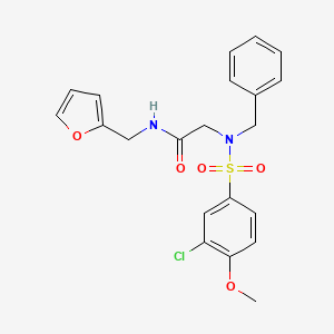 molecular formula C21H21ClN2O5S B11128040 N~2~-benzyl-N~2~-[(3-chloro-4-methoxyphenyl)sulfonyl]-N-(furan-2-ylmethyl)glycinamide 