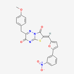 (2Z)-6-(4-methoxybenzyl)-2-{[5-(3-nitrophenyl)furan-2-yl]methylidene}-7H-[1,3]thiazolo[3,2-b][1,2,4]triazine-3,7(2H)-dione