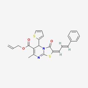 molecular formula C24H20N2O3S2 B11128068 allyl (2E)-7-methyl-3-oxo-2-[(2E)-3-phenyl-2-propenylidene]-5-(2-thienyl)-2,3-dihydro-5H-[1,3]thiazolo[3,2-a]pyrimidine-6-carboxylate 