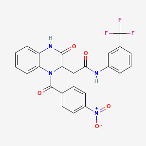 molecular formula C24H17F3N4O5 B11128075 2-[1-(4-nitrobenzoyl)-3-oxo-1,2,3,4-tetrahydroquinoxalin-2-yl]-N-[3-(trifluoromethyl)phenyl]acetamide 