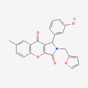 molecular formula C23H17NO5 B11128089 2-(Furan-2-ylmethyl)-1-(3-hydroxyphenyl)-7-methyl-1,2-dihydrochromeno[2,3-c]pyrrole-3,9-dione 