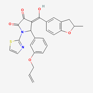 molecular formula C26H22N2O5S B11128138 3-hydroxy-4-[(2-methyl-2,3-dihydro-1-benzofuran-5-yl)carbonyl]-5-[3-(prop-2-en-1-yloxy)phenyl]-1-(1,3-thiazol-2-yl)-1,5-dihydro-2H-pyrrol-2-one 