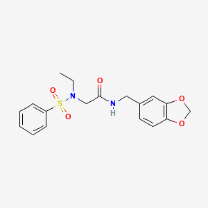 molecular formula C18H20N2O5S B11128165 N-(1,3-benzodioxol-5-ylmethyl)-N~2~-ethyl-N~2~-(phenylsulfonyl)glycinamide 