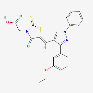 molecular formula C23H19N3O4S2 B11128177 [(5Z)-5-{[3-(3-ethoxyphenyl)-1-phenyl-1H-pyrazol-4-yl]methylidene}-4-oxo-2-thioxo-1,3-thiazolidin-3-yl]acetic acid 